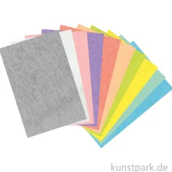 Bastelfilz in Pastellfarben, 20 x 30 cm, 10 Blatt, 150g