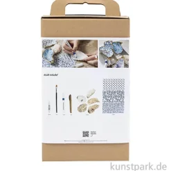 Bastelset Decoupage, Austernschalen, Blau Weiß Gold