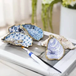 Bastelset Decoupage, Austernschalen, Blau Weiß Gold