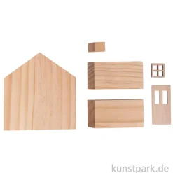 Bastelset Holzhaus, Natur, 11,5 x 3,5 x 11 cm, 6-teilig