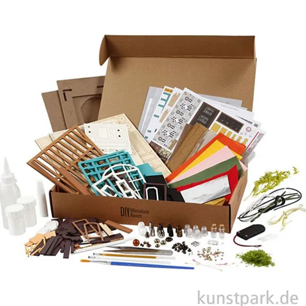 Bastelset Miniatur-Zimmer - Simon's Café, mit umfangreichem Zubehör