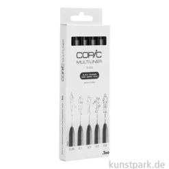 COPIC Multiliner Set - Schwarz, 5 Strichstärken, 0,05-0,8 mm