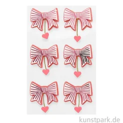 3D Sticker - Schleifen mit Herzen, Peach, 6 Aufkleber