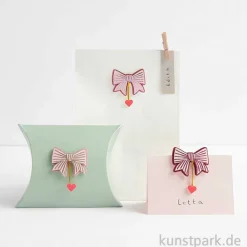 3D Sticker - Schleifen mit Herzen, Mauve, 6 Aufkleber