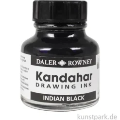 Daler Rowney Ink, Zeichentusche Kandahar, Indian Black, Schwarz, 28 ml