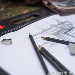 Derwent SKETCHING, 6 Graphitstifte mit Anspitzer im Metalletui
