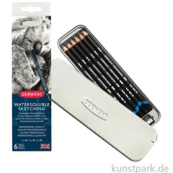 Derwent SKETCHING Water, 6 Graphitstifte mit Anspitzer im Metalletui