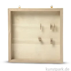 3D-Rahmen aus Holz mit Schiebedeckel aus Plexiglas, Größe 23x23 cm