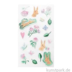 Foliensticker - La Vie en Rose, Blumen + Hasen, 4 Bögen
