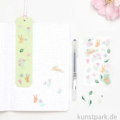 Foliensticker - La Vie en Rose, Blumen + Hasen, 4 Bögen