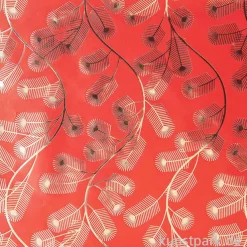 Geschenkpapier - Christmas Rocks, Tannenzweige, Rot, 200 x 70 cm