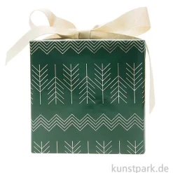 Geschenkpapier - Dunkelgrün mit goldenen Zacken, 200 x 70 cm