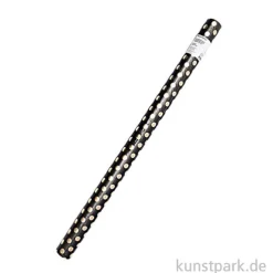 Geschenkpapier - Schwarz mit Gold Punkte, 200 x 70 cm