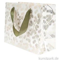 Geschenktüte - Tannenzweige, Gold, 22 x 18 x 10 cm