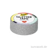 Glitter-Tape, Silber Fein, 15 mm, 5 m Rolle