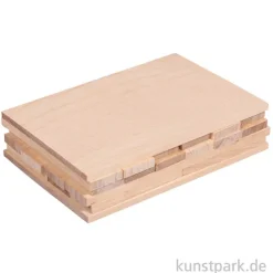 Holz Klötzchen + Platten zum Basteln, Natur, Mini, 34er Set