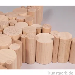 Holz Rundstäbe Set, Natur, Durchmesser 1-4 cm, 5,5-6,5 cm, 99 Stück