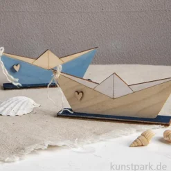 Holz Schiff zum Stellen, Natur, 11,5 x 4 cm, 15-teilig