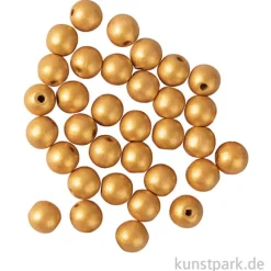 Holzperlen, Gold, matt, 10 mm, 35 Stück