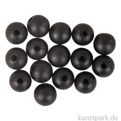 Holzperlen, Schwarz, matt, 10 mm, 35 Stück