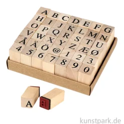 Holzstempel - Alphabet Trendy, 1,3 cm, 42 Stück sortiert