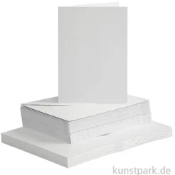 Karten und Kuverts - Weiß, 10,5 x 15 cm, 50 Sets