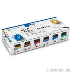 KREUL Acryl Metallicfarben Basis Set, 6 x 20 ml