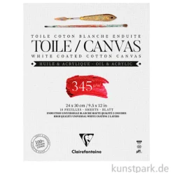 Leinwandblock aus 100% Baumwolle, Weiß, 345g, 10 Blatt, 24 x 30 cm