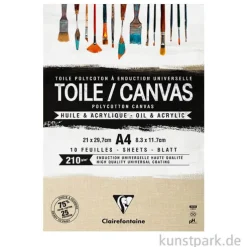 Leinwandblock aus Polycotton, Natur Canvas, 210g, 10 Blatt, DIN A4