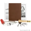 Linolset mit Griff, Linolplatte, Walze, Farbe und Werkzeugen