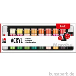 Marabu Acrylfarben Set - Basic, 32 x 3,5 ml + 2 x 59 ml