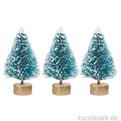 Mini Tannen mit Schnee, ca. 3,5 cm, 3 Stück