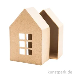 Pappmache Schachtel - kleines Haus mit Fenster