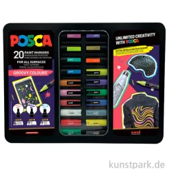 POSCA Marker Set - Etui mit 20 Acrylstiften, Groovy Colours
