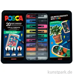 POSCA Marker Set - Etui mit 20 Acrylstiften, Pop Colours