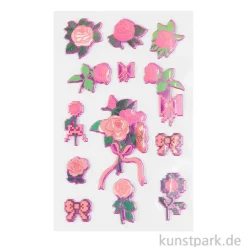 Puffy Sticker - La Vie en Rose, Rosen, 13 Aufkleber