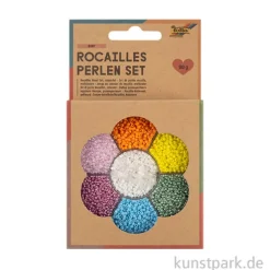 Rocailles Perlen Set - Bunt, 90g Perlen mit Nylonfäden + Zubehör