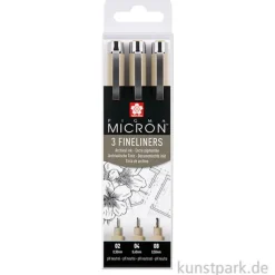 Sakura PIGMA Micron Set - 3 Fineliner 0,3-0,5 mm, Schwarz