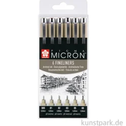 Sakura PIGMA Micron Set - 6 Fineliner 0,2-0,5 mm, Schwarz