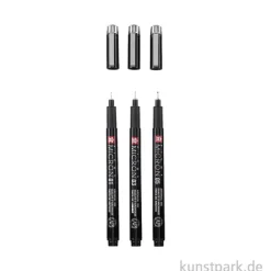 Sakura PIGMA Micron Set - 3 Fineliner + Filzetui, Black Edition