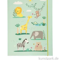 Sammelmappe - Happy Safari, Hotfoil, mit Gummiband, DIN A3