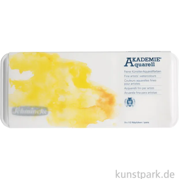 Schmincke AKADEMIE Aquarellkasten Starter Set, 9 x 1/2 Näpfchen