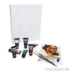 Sennelier Abstract Acryl Malset mit Vorlage - Kabari Portrait