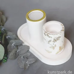 Silikon Gießform - Kerzenhalter für Teelichter + Stabkerzen, ø52x71mm