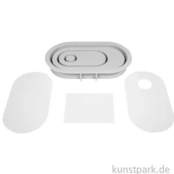 Silikon Gießform - Kerzenständer Oval, 18,5 x 10,3 x 2,5 cm