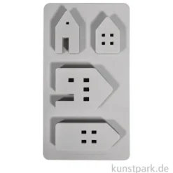 Silikon Gießform - Lichthäuser, 4 Motive, 14,5 x 26 x 1 cm