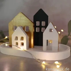 Silikon Gießform - Lichthäuser, 4 Motive, 14,5 x 26 x 1 cm