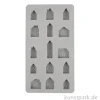 Silikon Gießform - Mini Häuser, 15 Motive, 14,5 x 26 x 2 cm