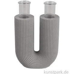 Silikon Gießform - Vase U-Form geriffelt, 8,5 x 3,8 x 10 cm
