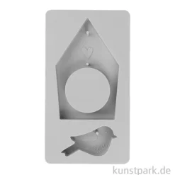 Silikon Gießform - Vogelhaus + Vogel, 14,5 x 26 x 2 cm